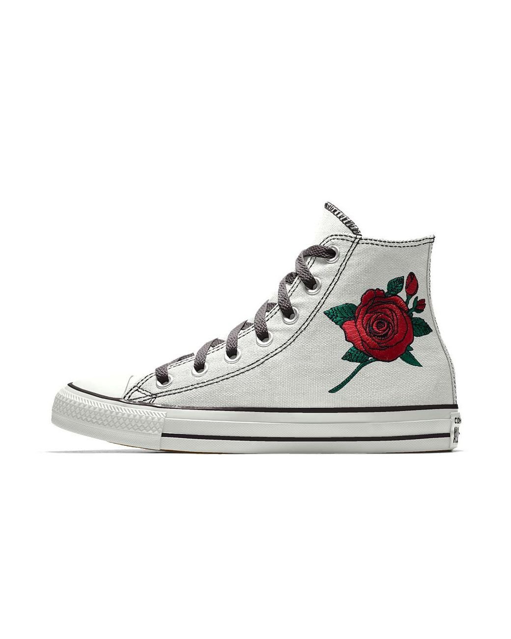 Converse Custom Chuck All Star Rose Embroidery High Top Shoe White | Lyst