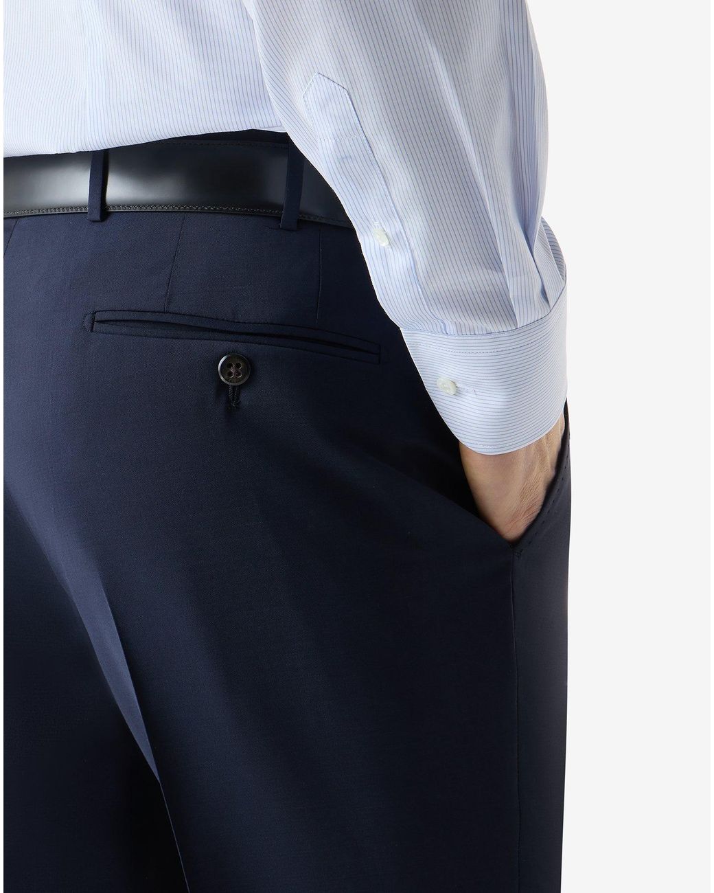 Corneliani Blue Wool And Mohair Trousers for men