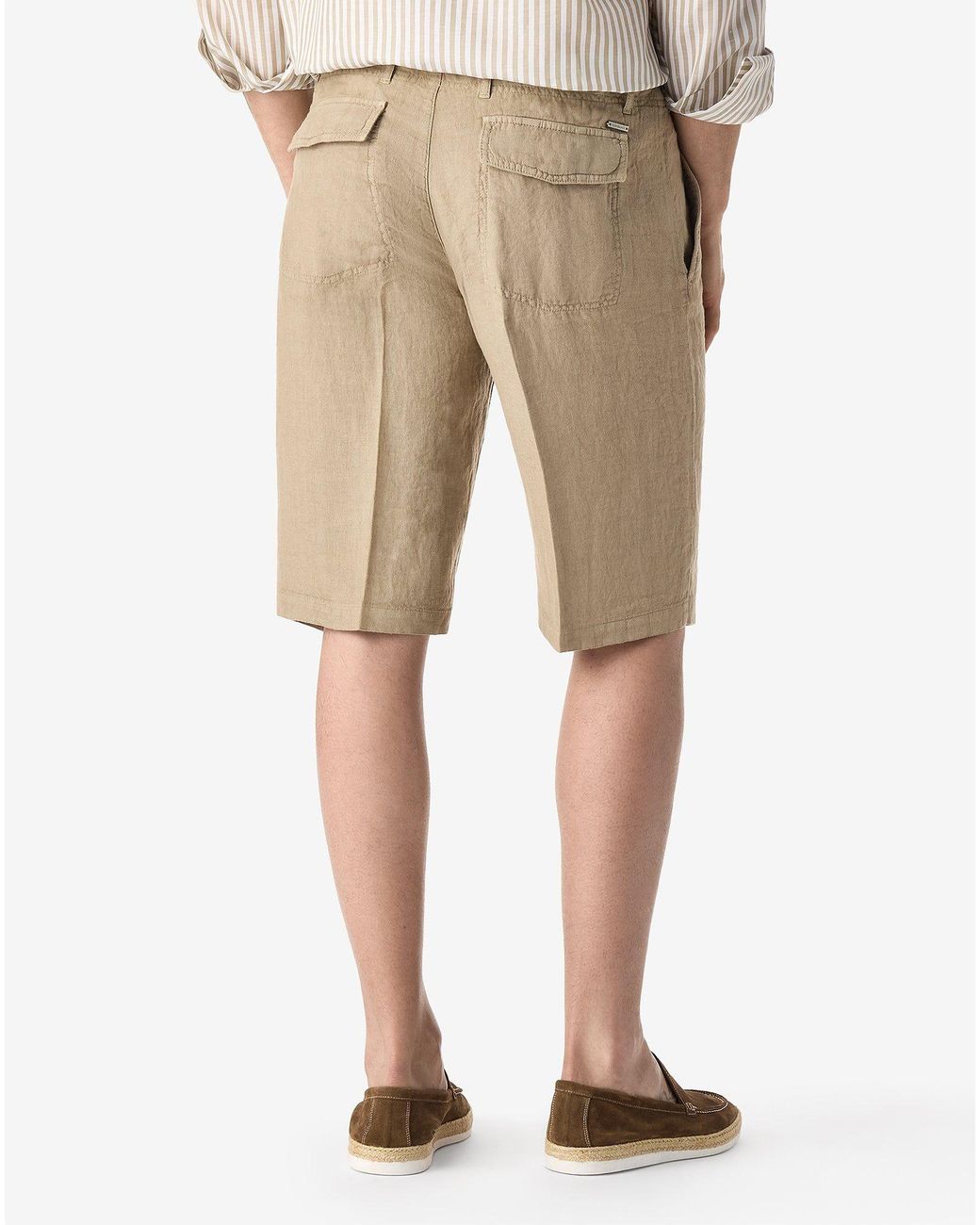 Corneliani Natural Dark Pure Linen Bermuda Shorts for men