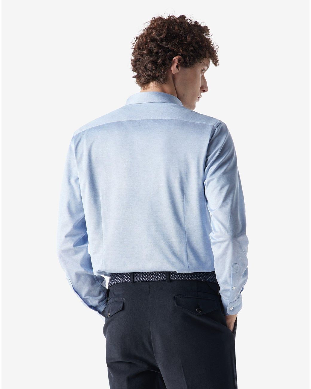 Corneliani Blue Light Oxford Cotton Jersey Shirt for men
