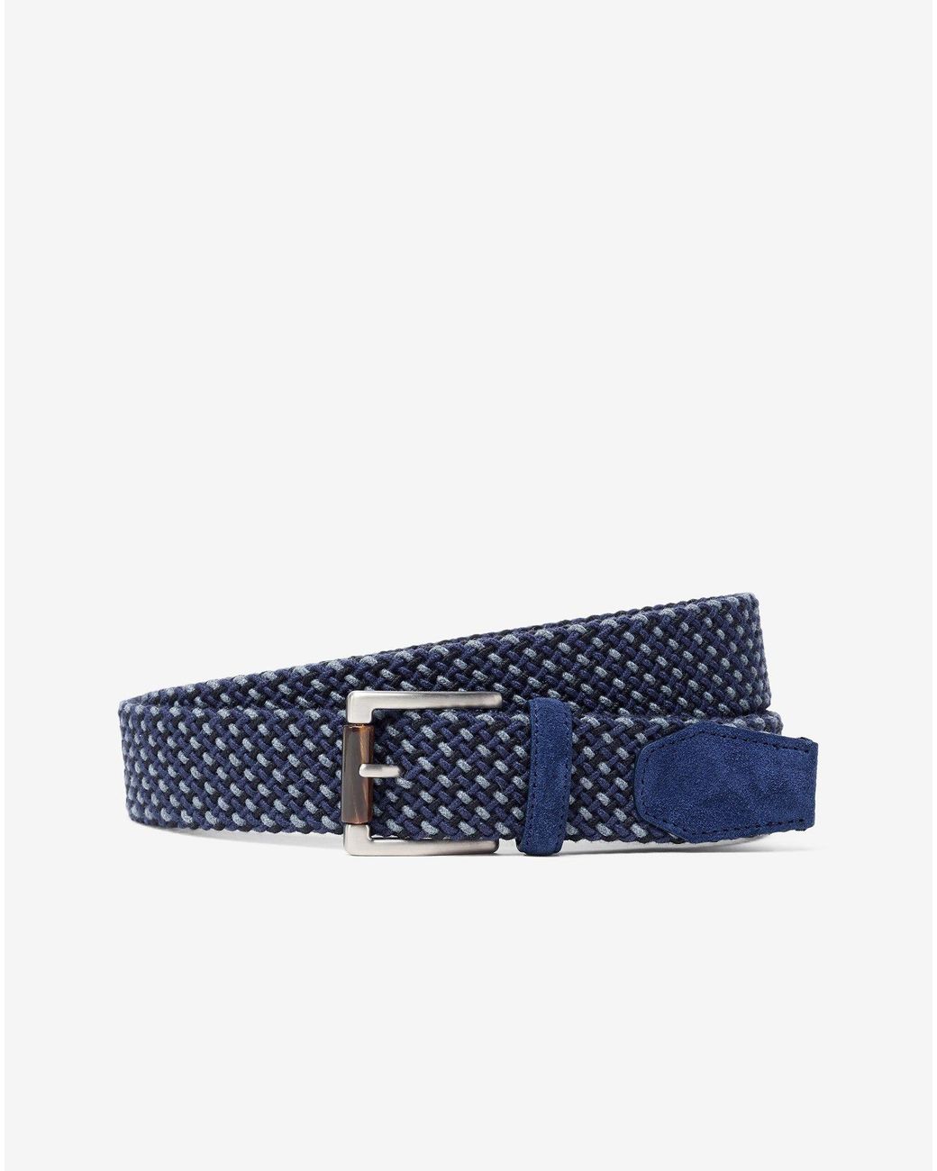 Corneliani Blue And Braided Leather Belt With Wool Inserts for men