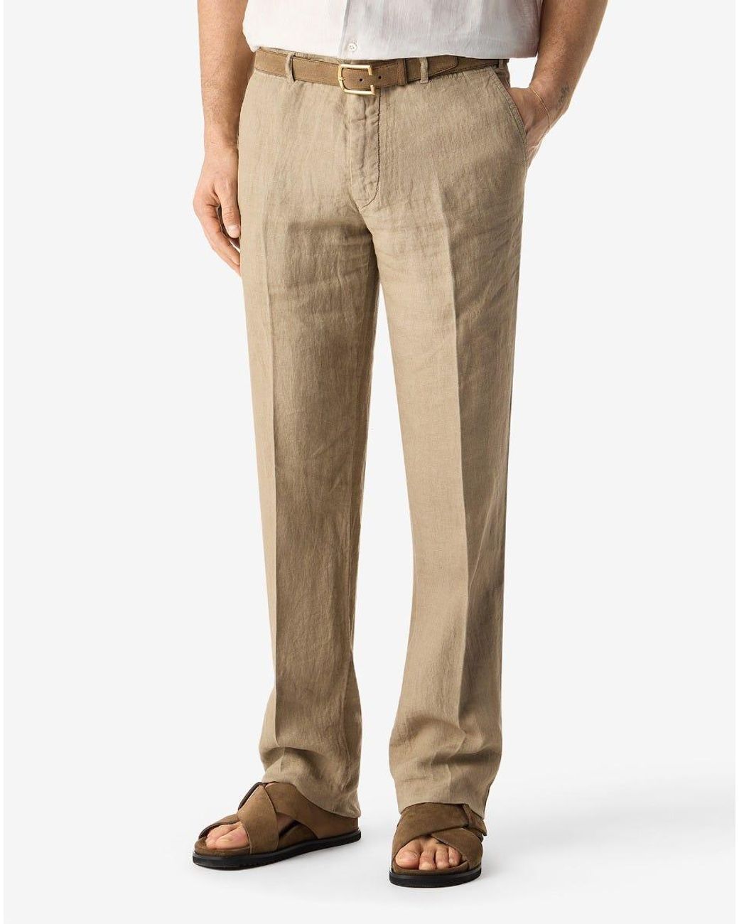 Corneliani Natural Pure Linen Trousers for men