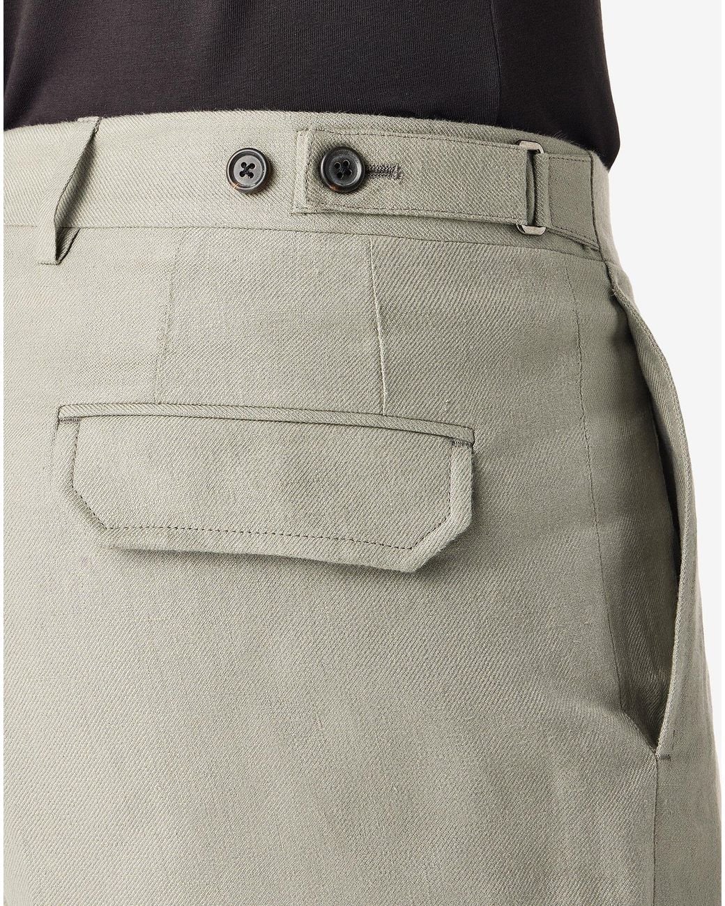 Corneliani Natural Sage Pure Linen Twill Bermuda Shorts for men