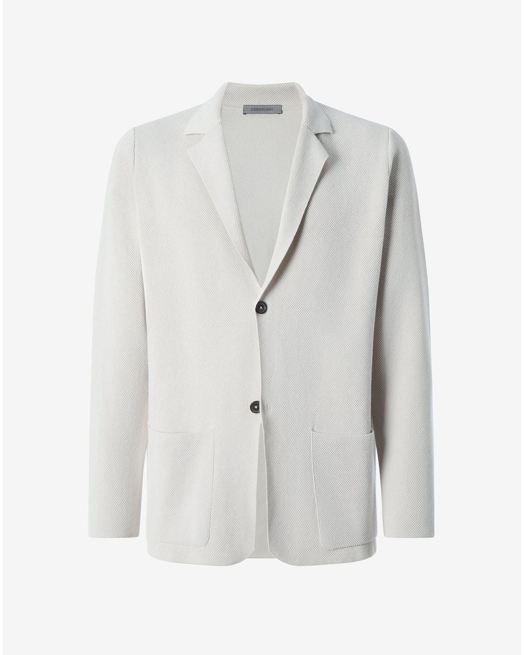 Corneliani Gray Knitted Jacket With Honeycomb Pattern for men