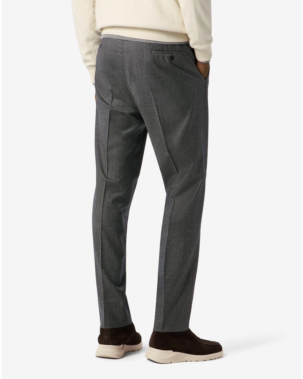 Corneliani Gray Micropatterned Stretch Wool Flannel Joggers for men