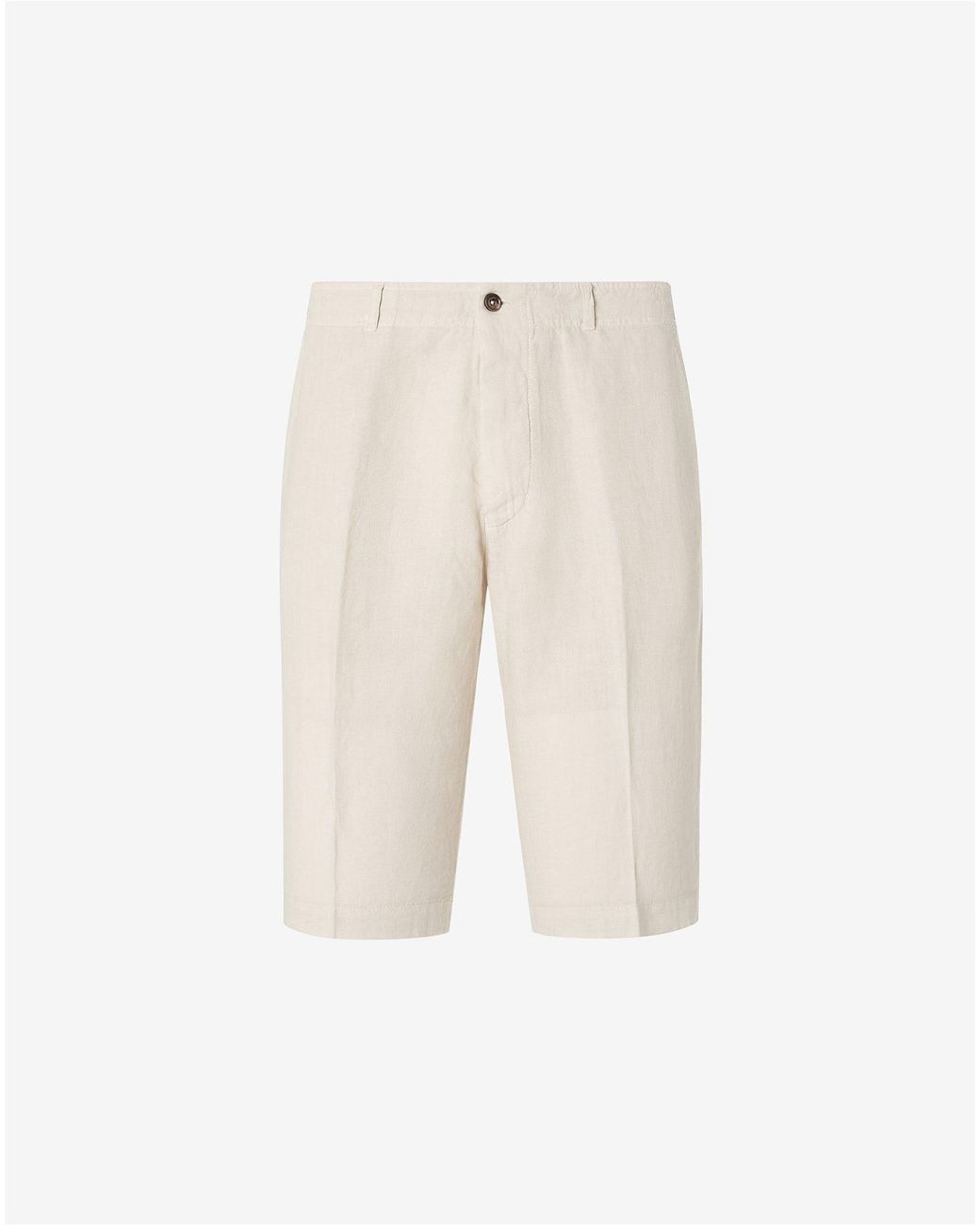 Corneliani White Pure Linen Bermuda Shorts for men