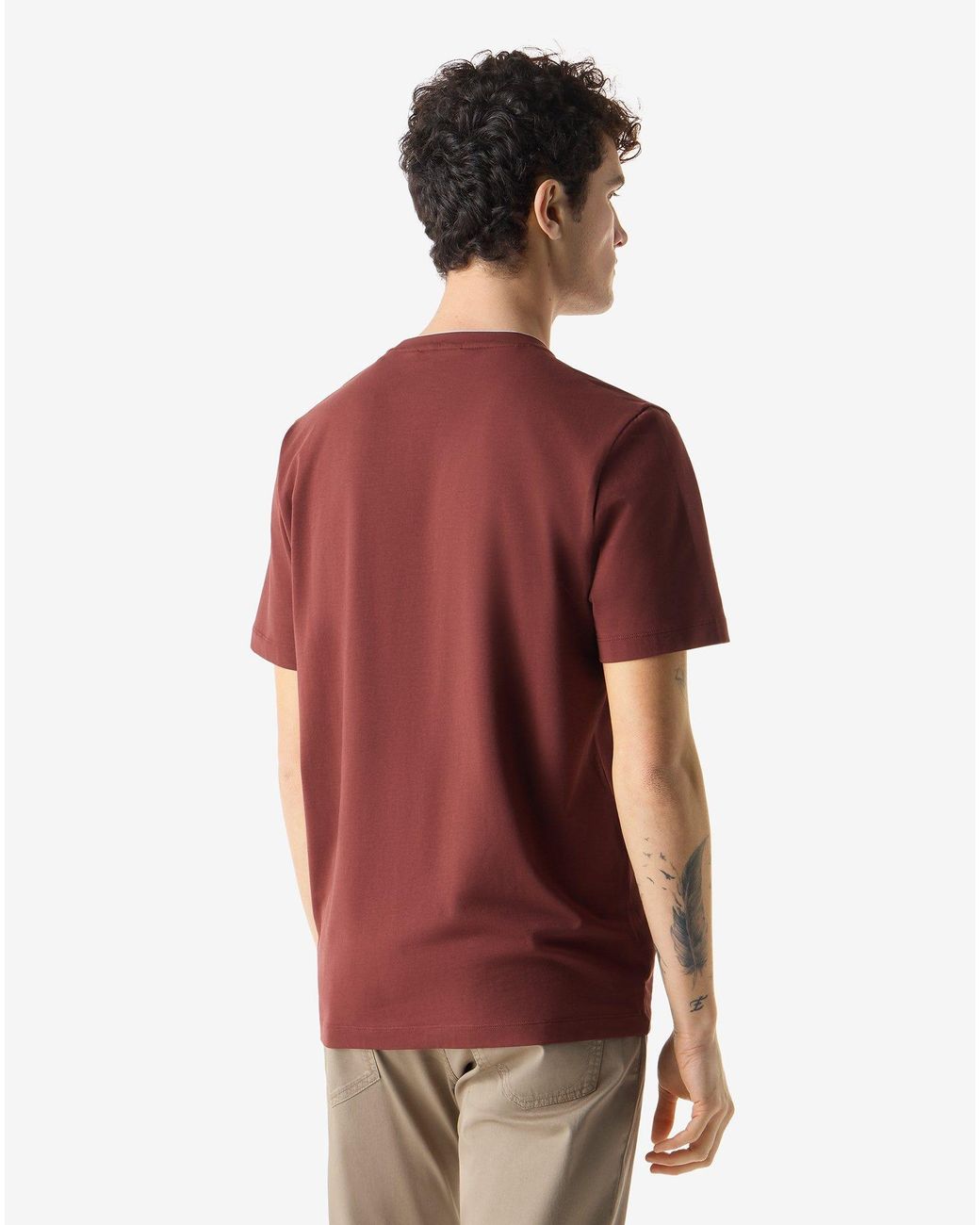 Corneliani Red Crew Neck Stretch Jersey T-Shirt for men