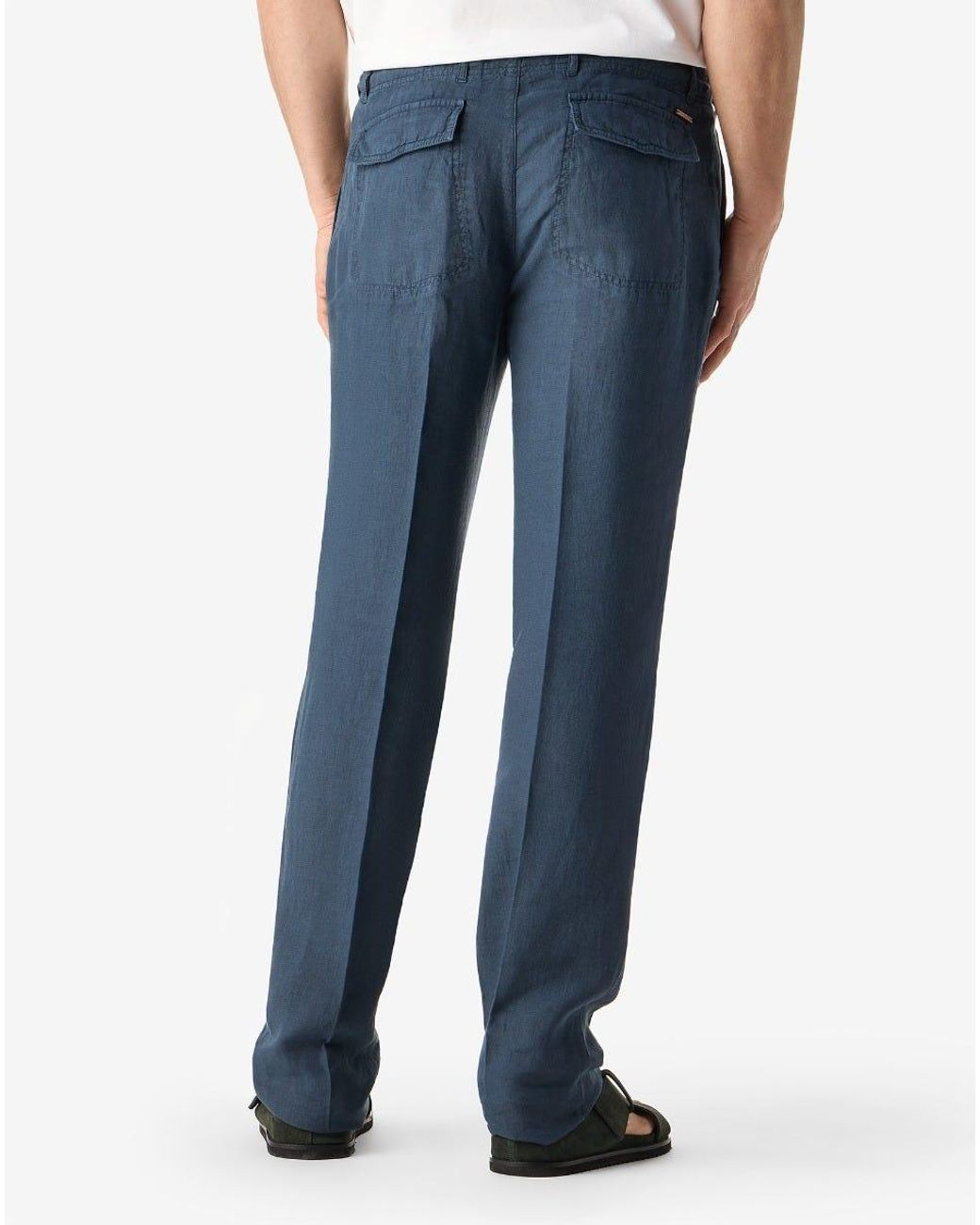 Corneliani Blue Pure Linen Trousers for men