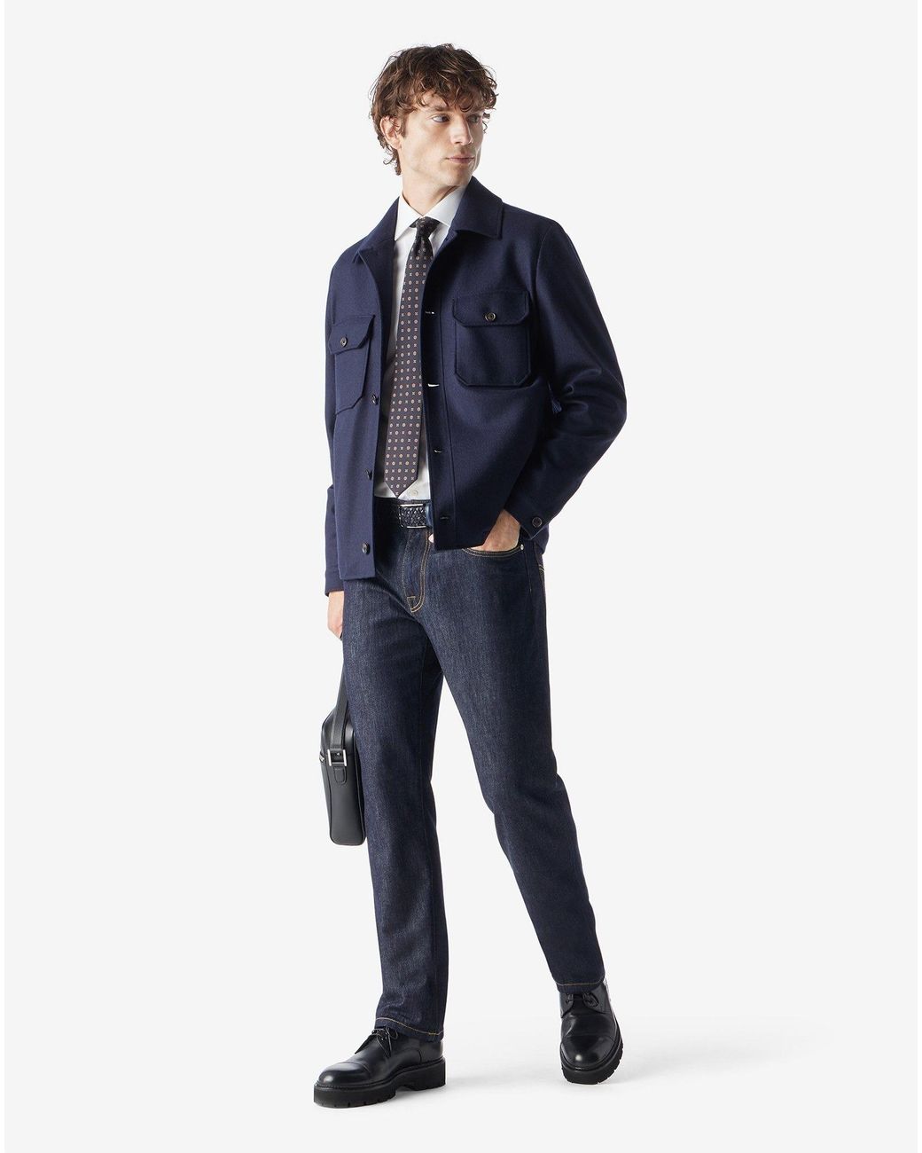 Corneliani Blue11.5 O.Z. Stretch Cotton And Cashmere Jeans for men