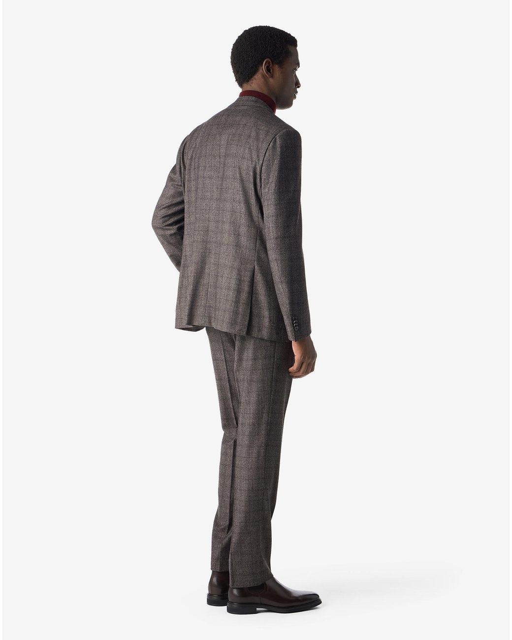 Corneliani Gray Glen Plaid Stretch Wool And Silk Suit for men