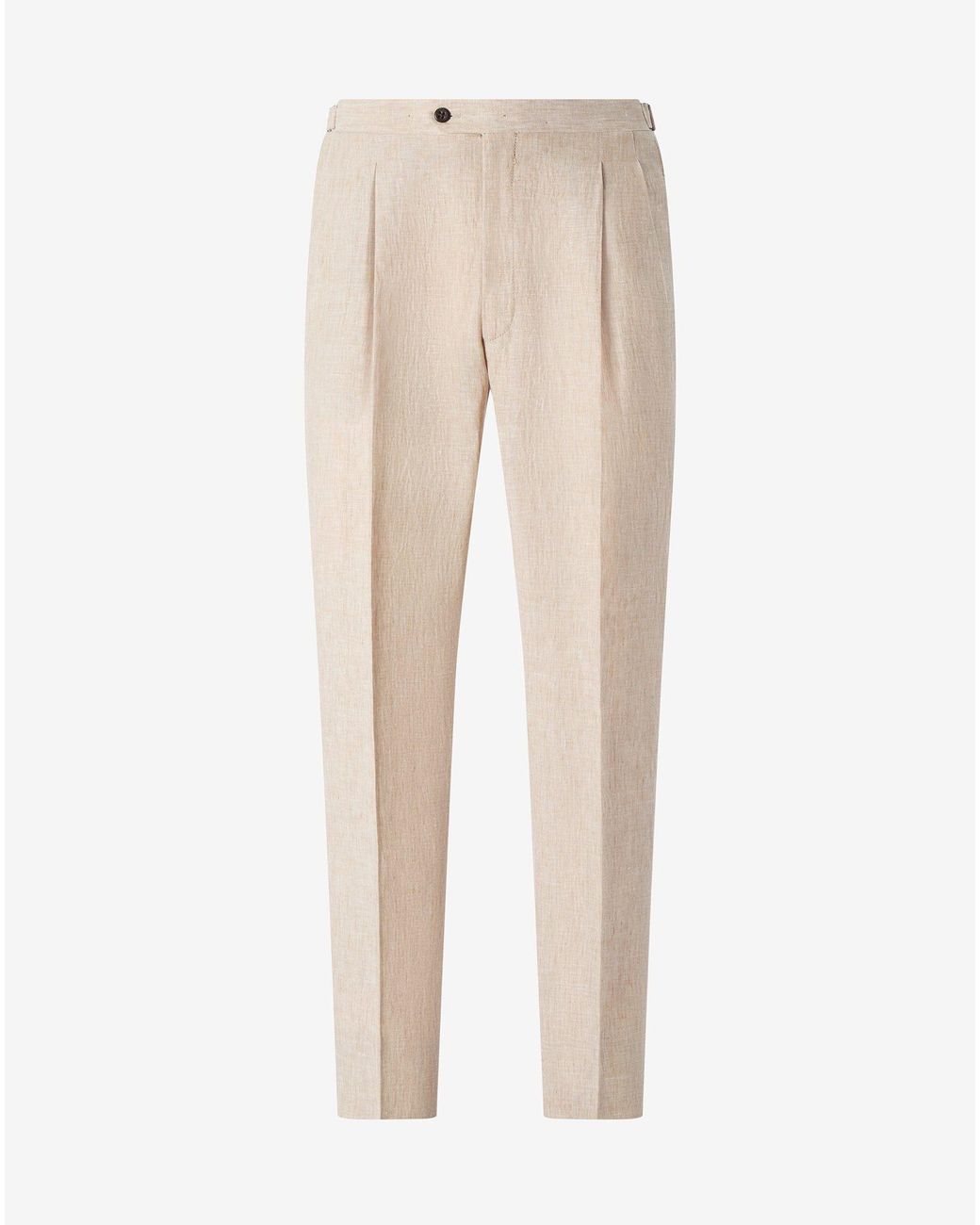 Corneliani Natural Dark 2-Dart Linen Chambray Trousers for men
