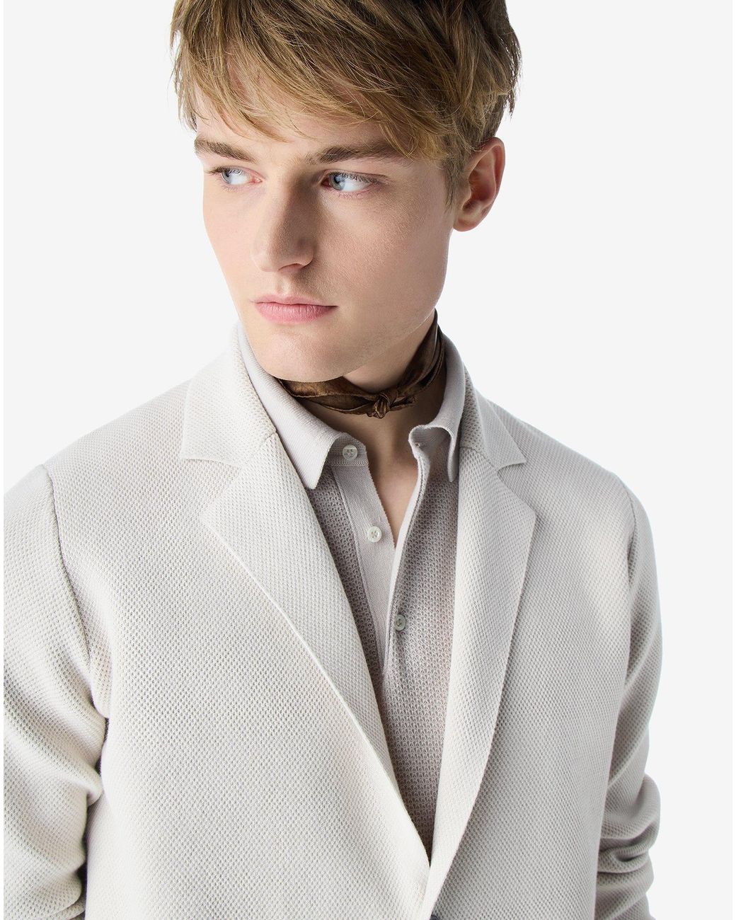 Corneliani Gray Knitted Jacket With Honeycomb Pattern for men