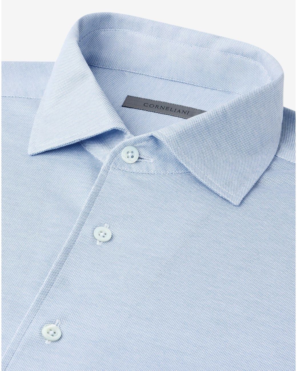 Corneliani Blue Light Oxford Cotton Jersey Shirt for men