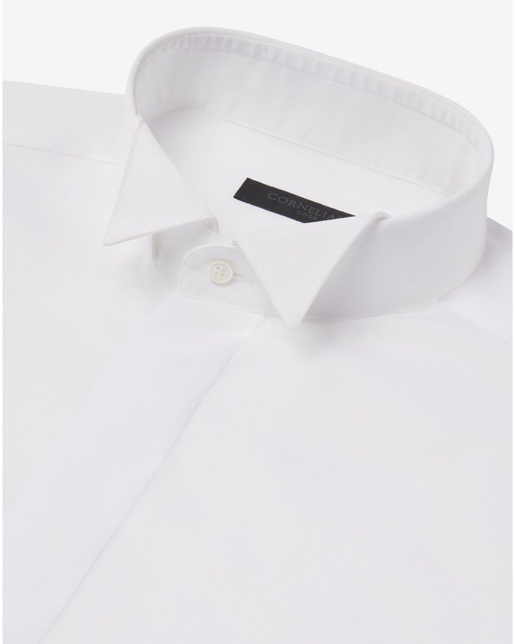 Corneliani White Cotton Shirt With Micro Stripes for men