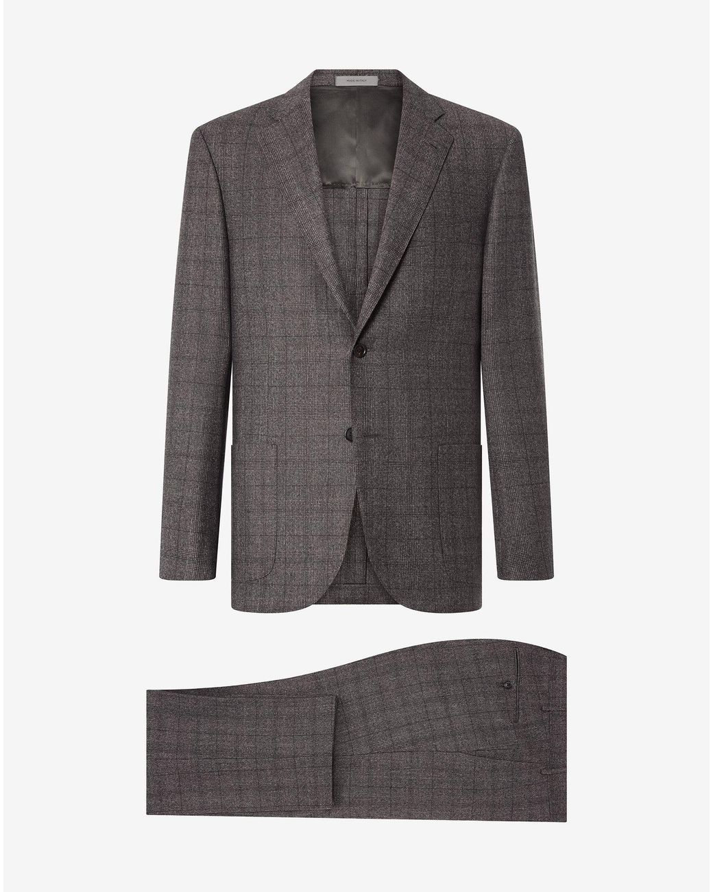 Corneliani Gray Glen Plaid Stretch Wool And Silk Suit for men