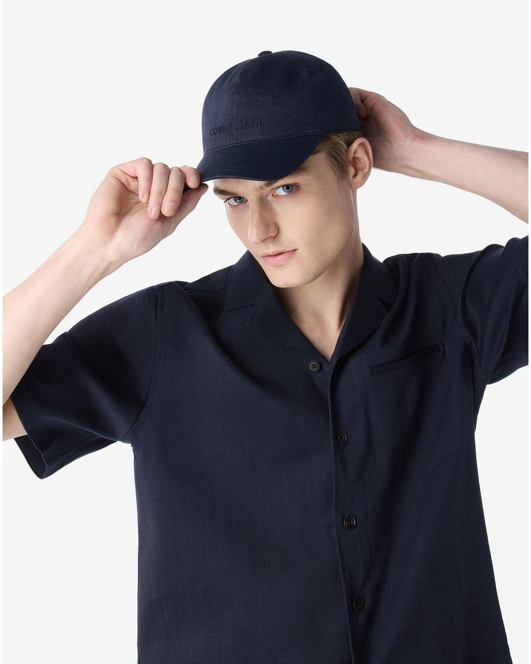 Corneliani Blue Linen, Wool And Mohair Baseball Cap for men