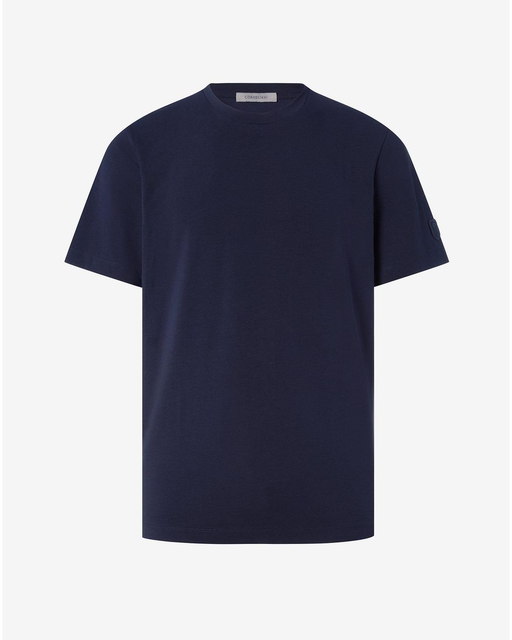 Corneliani Blue Crew Neck Stretch Cotton T-Shirt for men