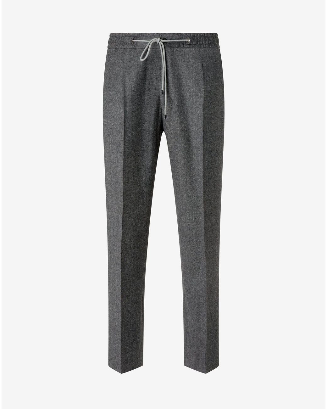 Corneliani Gray Micropatterned Stretch Wool Flannel Joggers for men