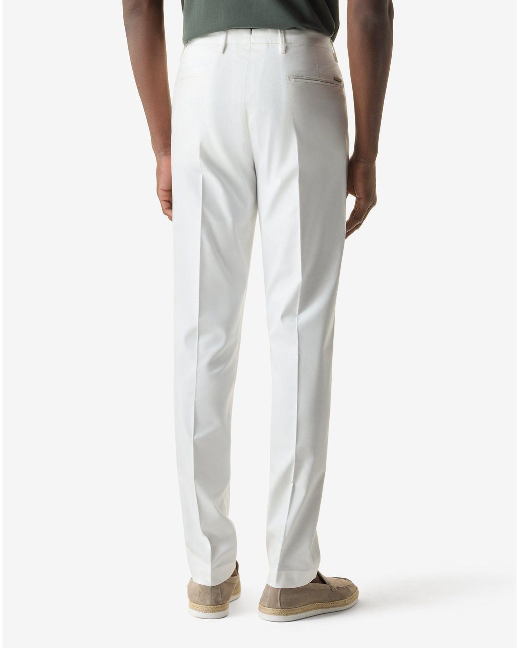 Corneliani White Stretch Gabardine Chinos for men