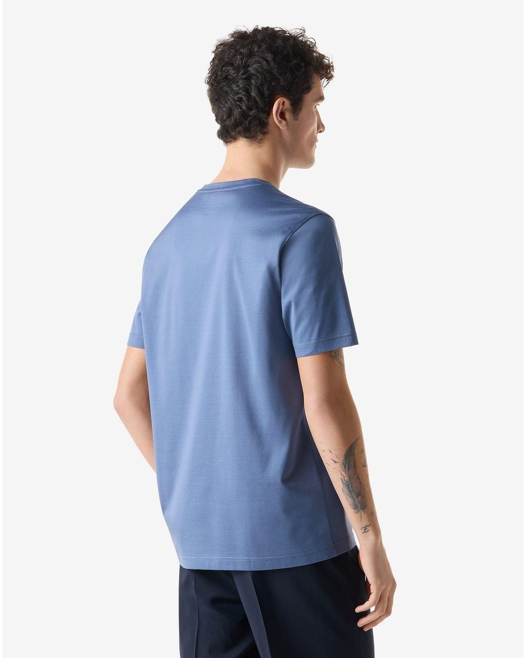 Corneliani Blue Crew Neck Pure Cotton T-Shirt for men