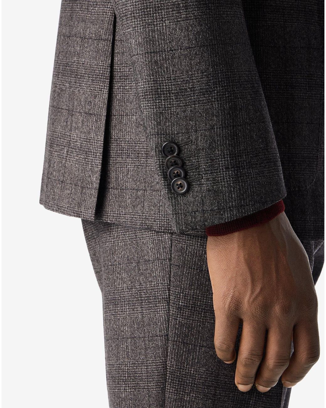 Corneliani Gray Glen Plaid Stretch Wool And Silk Suit for men