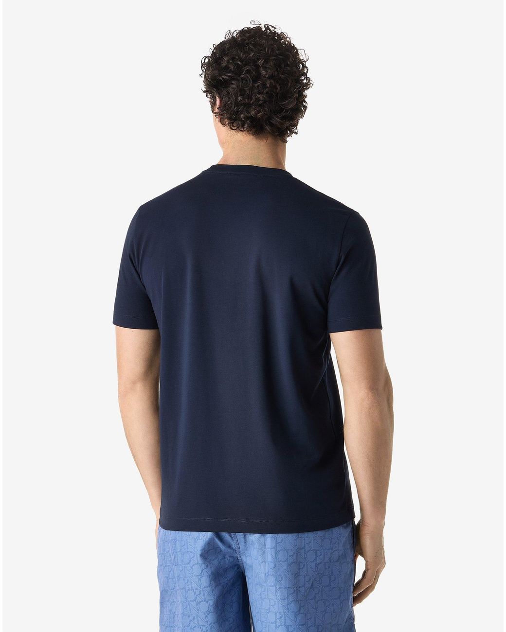 Corneliani Blue Crew Neck Stretch Jersey T-Shirt for men