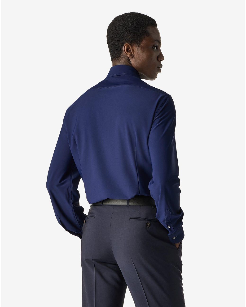 Corneliani Blue Bi-Elastic Fabric Shirt for men