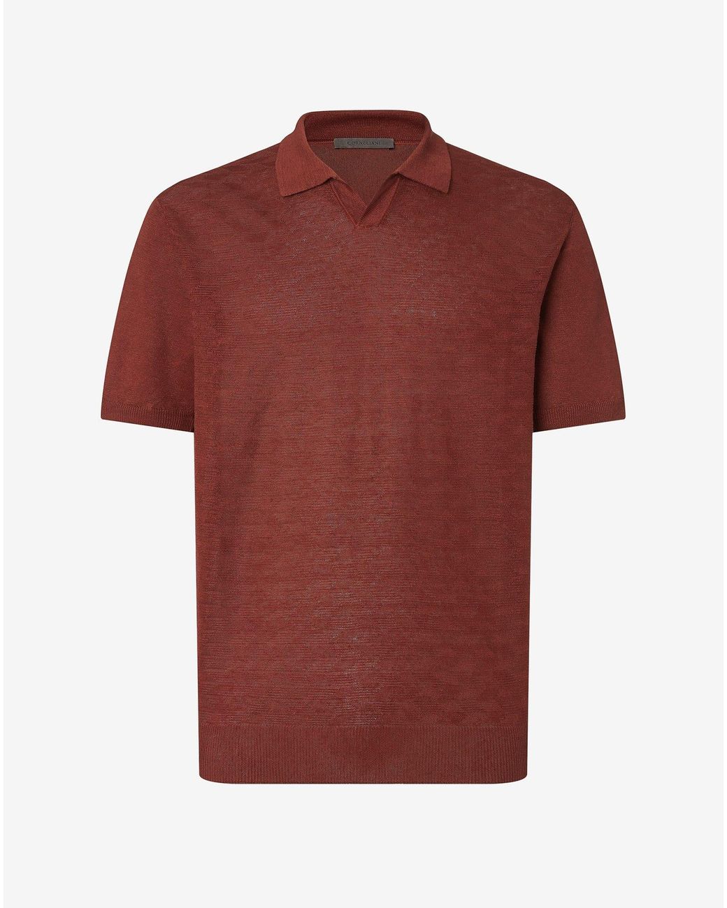 Corneliani Red Buttonless Linen Polo Shirt for men