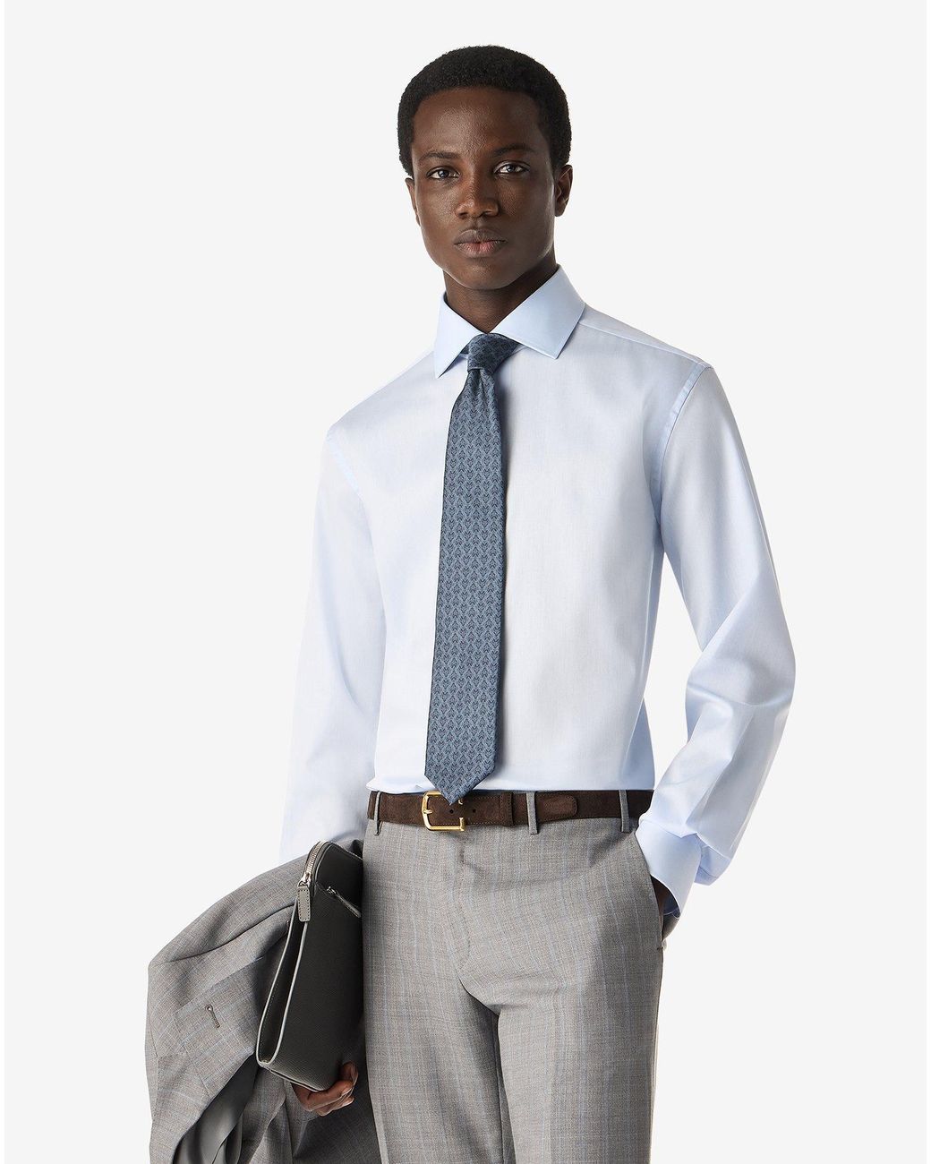 Corneliani White Light Cotton Twill Shirt for men