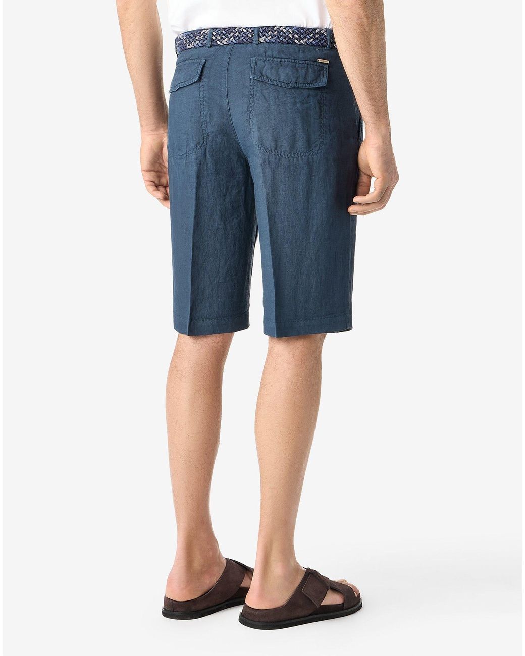 Corneliani Blue Pure Linen Bermuda Shorts for men