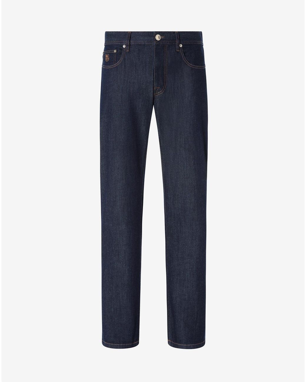 Corneliani Blue Dark Cotton And Lyocell Jeans for men