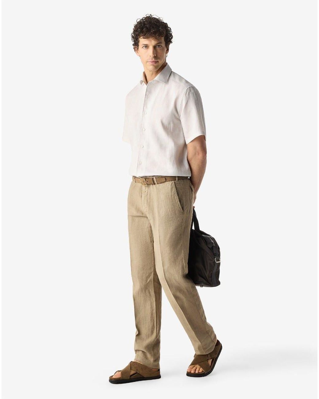 Corneliani Natural Pure Linen Trousers for men
