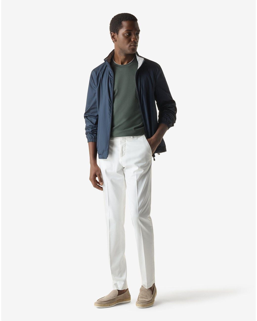 Corneliani White Stretch Gabardine Chinos for men