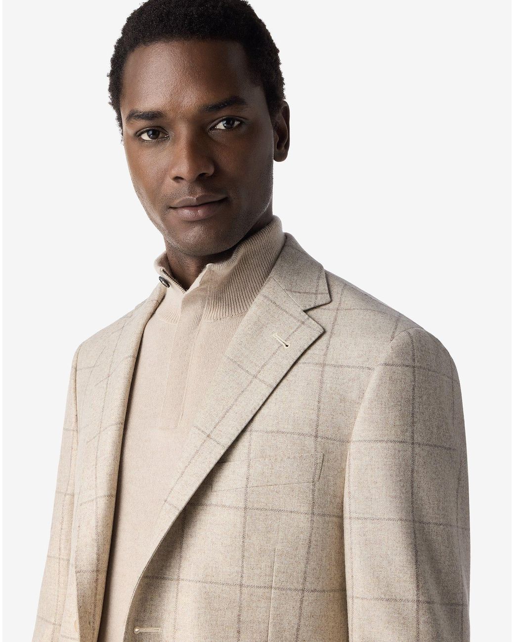 Corneliani Natural Nude Overcheck Pure Wool Jacket for men