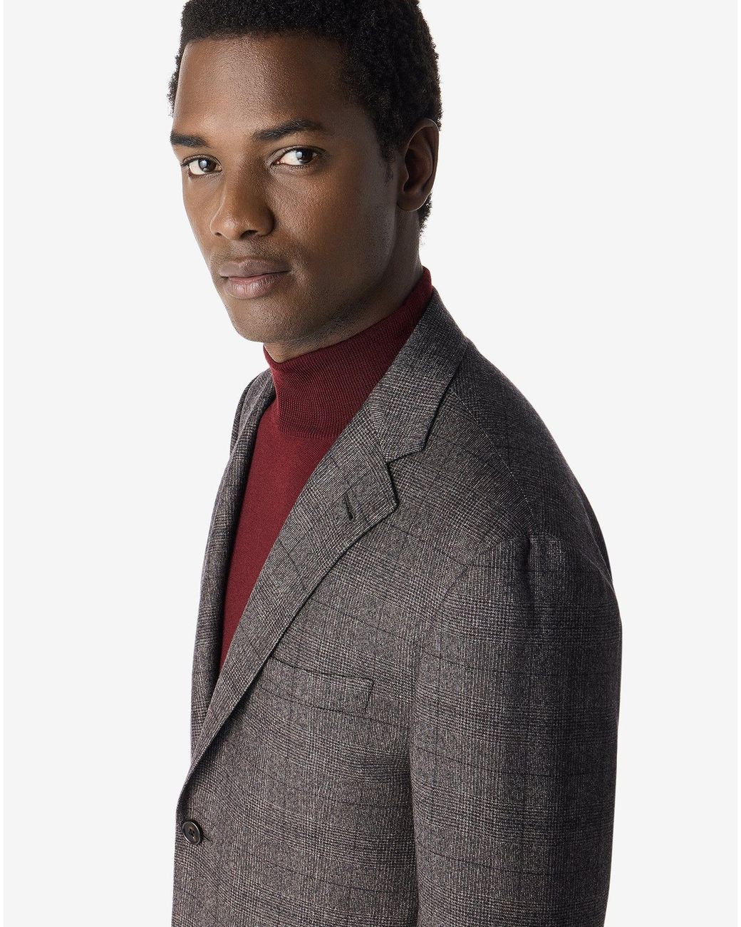 Corneliani Gray Glen Plaid Stretch Wool And Silk Suit for men