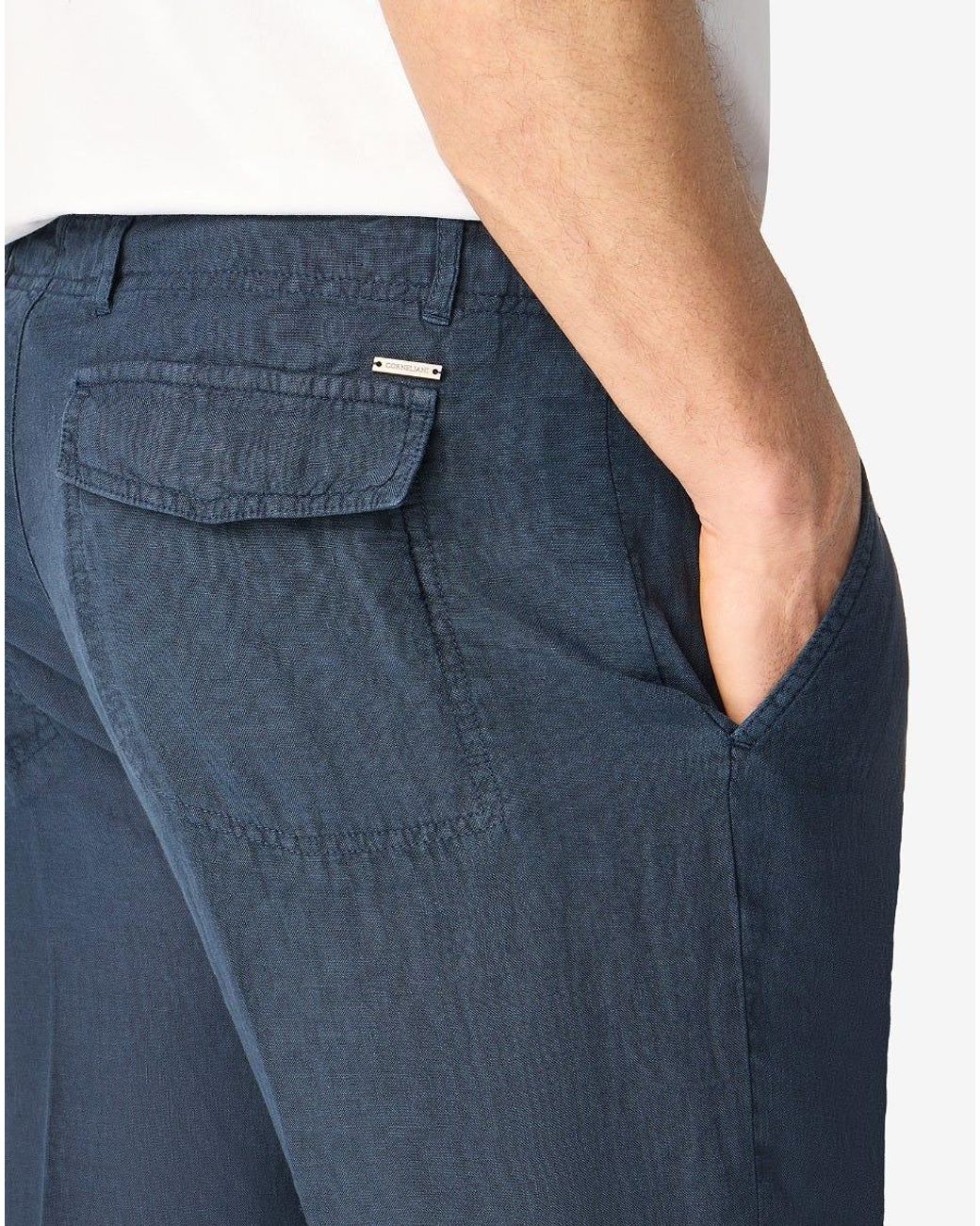 Corneliani Blue Pure Linen Trousers for men