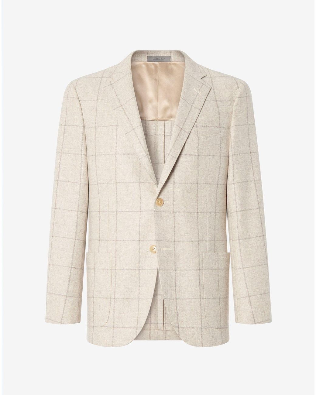 Corneliani Natural Nude Overcheck Pure Wool Jacket for men