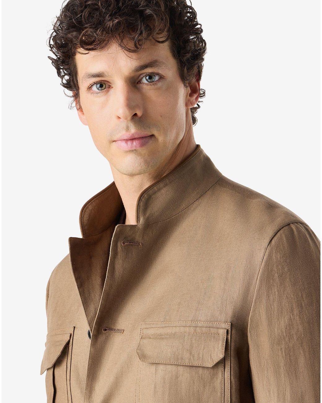 Corneliani Natural Linen Twill Overshirt for men