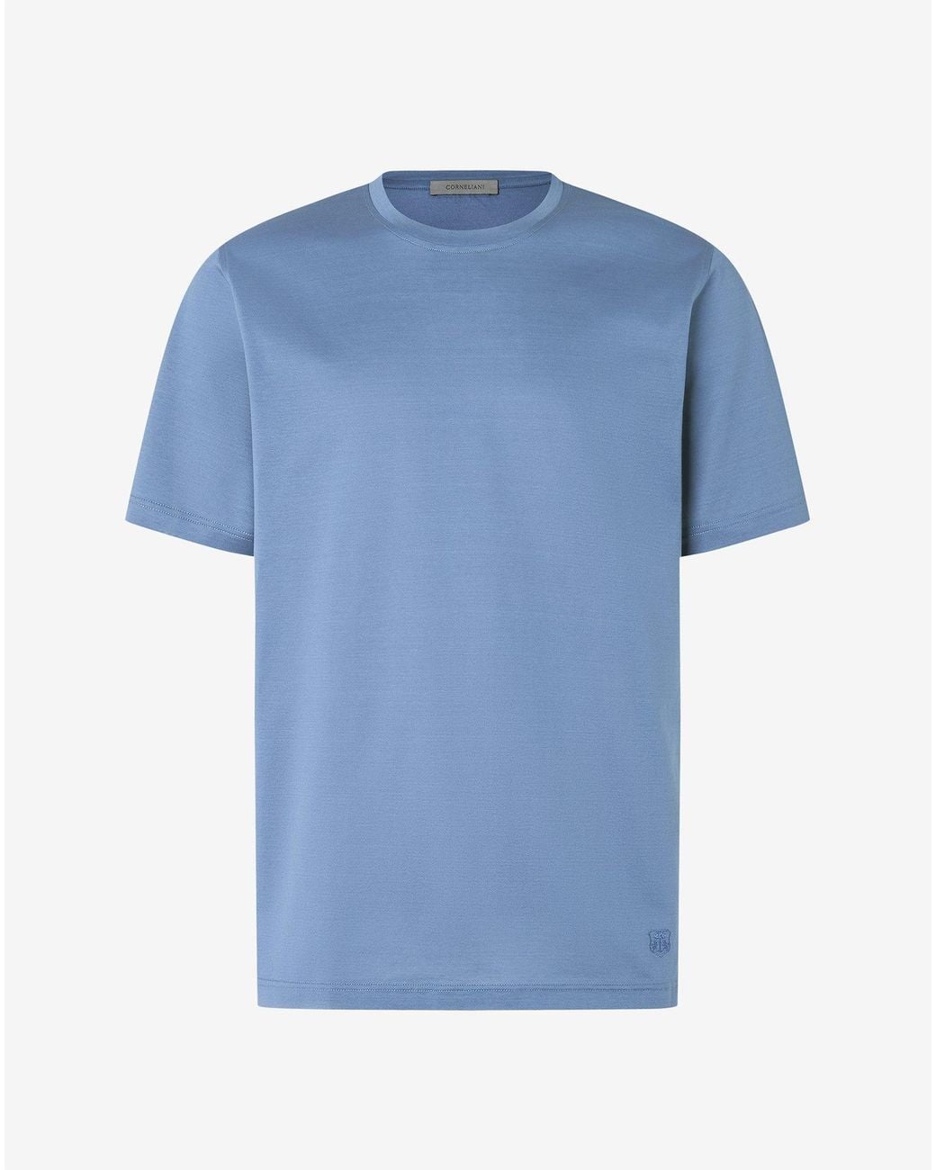 Corneliani Blue Crew Neck Pure Cotton T-Shirt for men