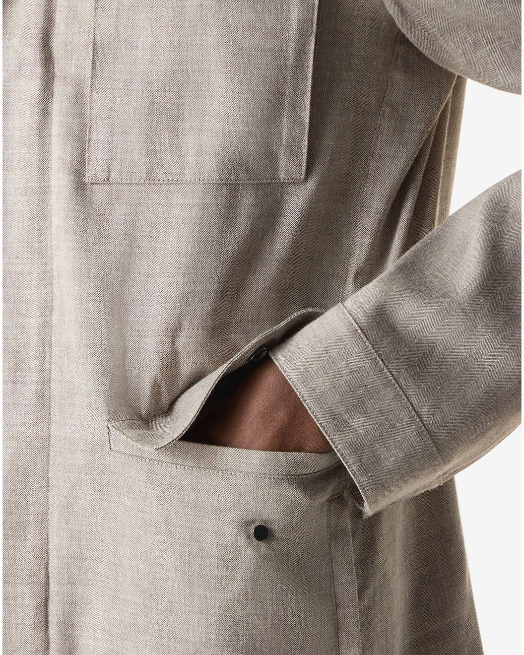 Corneliani White Sand Linen, Stretch Wool Field Jacket for men