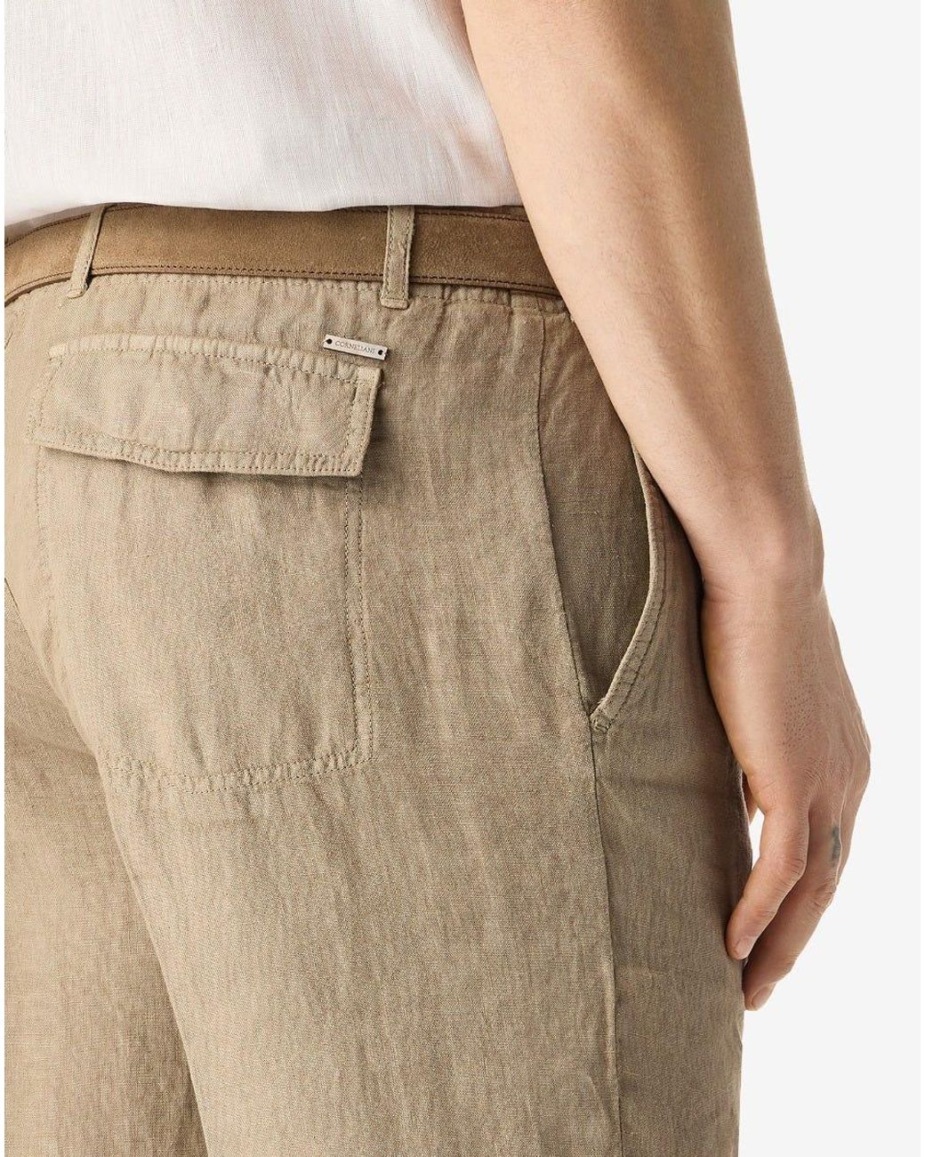 Corneliani Natural Pure Linen Trousers for men