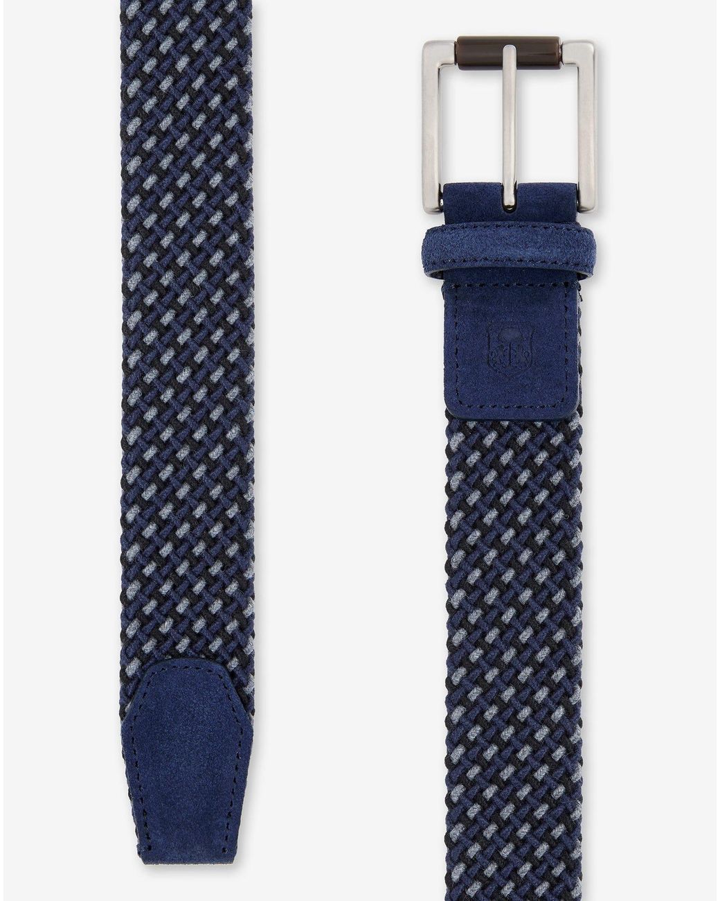 Corneliani Blue And Braided Leather Belt With Wool Inserts for men