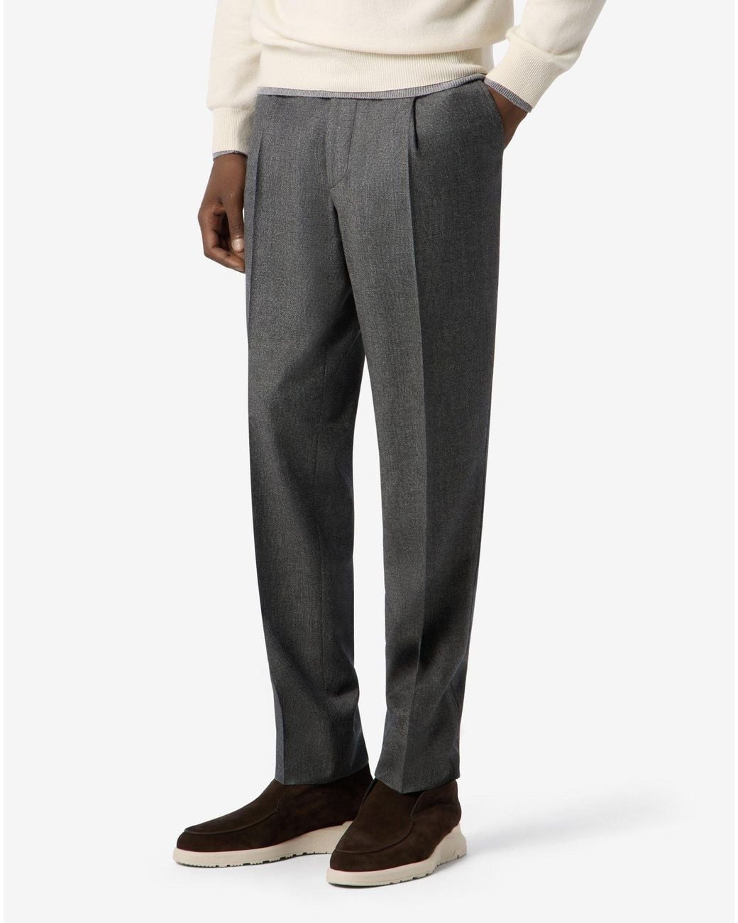 Corneliani Gray Micropatterned Stretch Wool Flannel Joggers for men