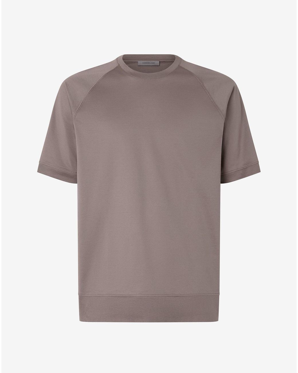 Corneliani Gray Ribbed Jersey Crew Neck T-Shirt for men