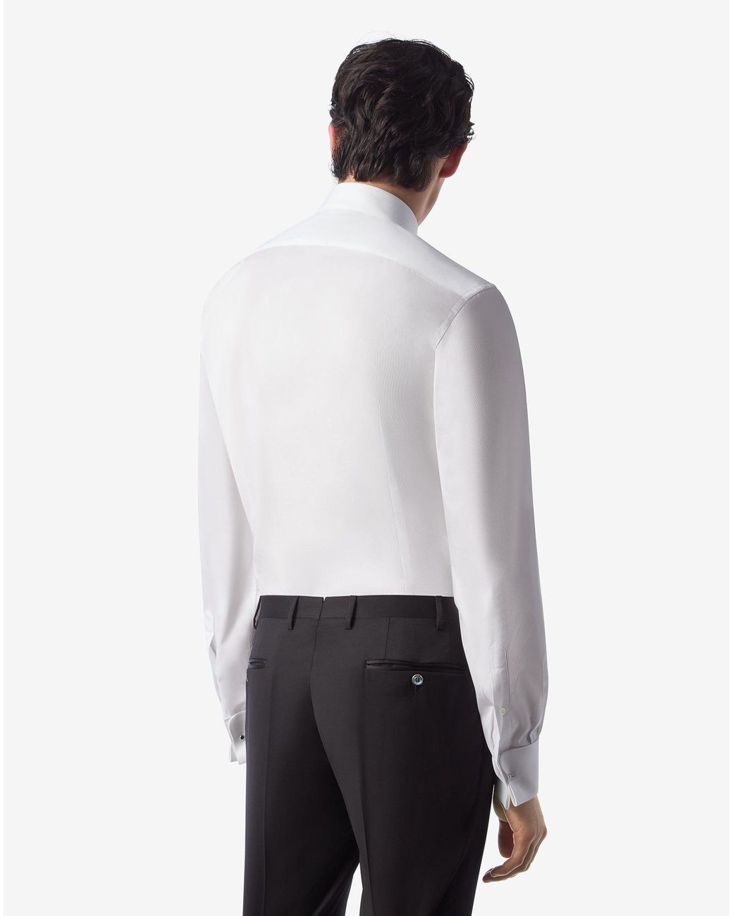 Corneliani White Cotton Shirt With Micro Stripes for men
