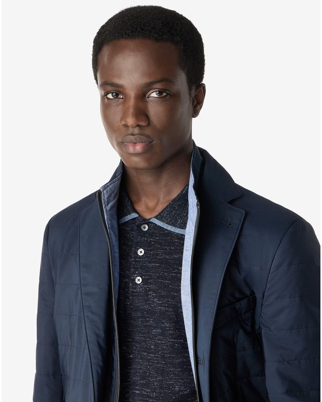 Corneliani Blue Water-Repellent Jacket With Inner Vest for men