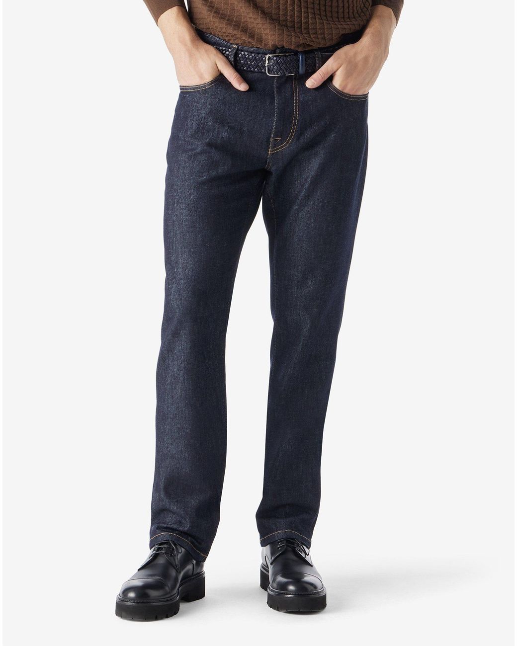 Corneliani Blue11.5 O.Z. Stretch Cotton And Cashmere Jeans for men
