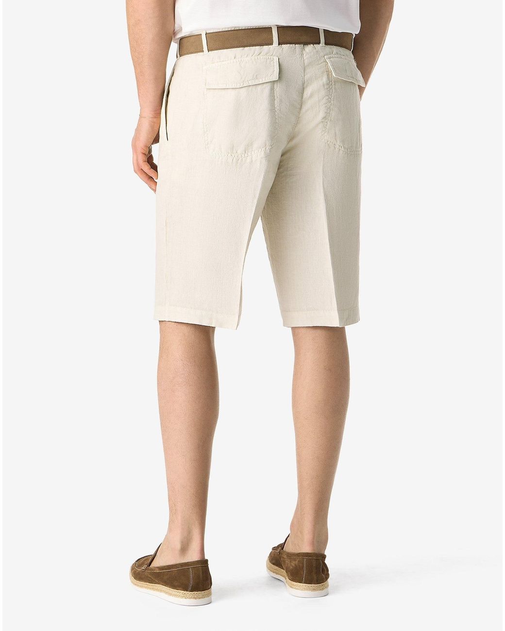 Corneliani White Pure Linen Bermuda Shorts for men