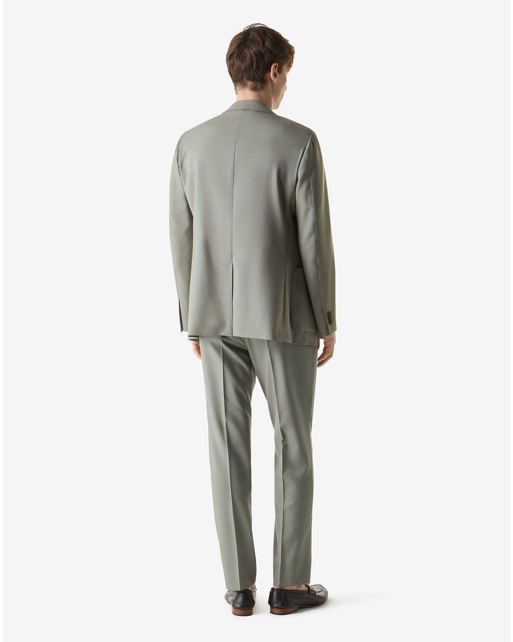 Corneliani Gray Sage Natural Stretch Wool Suit for men
