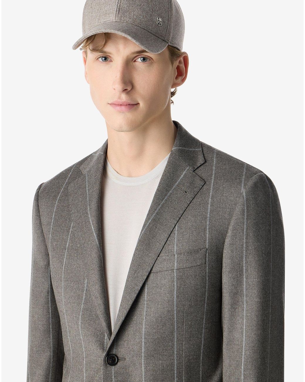 Corneliani Gray Pinstripe 130's Wool And Silk Suit for men